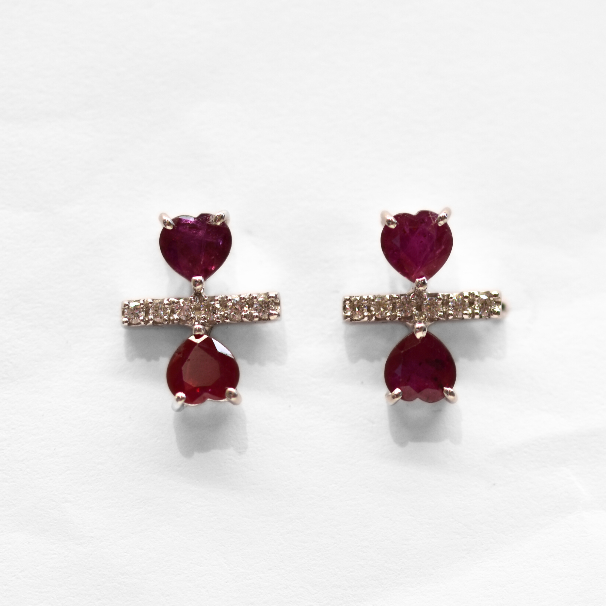 Picture of Heart Shaped Ruby & Diamond Studs